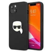 Ovitek Karl Lagerfeld Leather Ikonik Karls Head za iPhone 13 mini - črn
