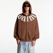 Mikina Palm Angels Big Neck Logo Zip Loose Hoodie Brown/ Off White L