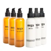 Nega Cosmetics 100% naravni komplet: fluid za hitro in naravno porjavitev + vlažilni losjon iz smilja za po sončenju, olje za hitrejši učinek sončenja, krema za po sončenju, 6x 150ml, SummerMatch