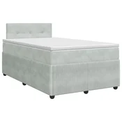 vidaXL Postelja boxspring z vzmetnico Svetlo siva 120 x 190 cm Žamet