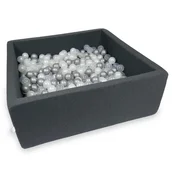 shumee Suhi bazen 110x110x40cm grafit s 600 kroglicami: perla, srebrna, prozorna