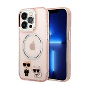 shumee Ovitek Karl Lagerfeld Karl & Choupette iz aluminija MagSafe za iPhone 14 Pro (roza)