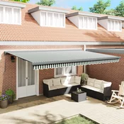 Povlacivi tende Zelena i bijela 500 × 300 cm Platno i Aluminij