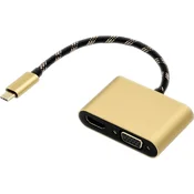 ROLINE Roline USB-C® / HDMI adapterski kabel USB-C® vtič\, HDMI-A vtičnica 0.10 m črna/zlata 12.03.3165 USB-C®-Display kabel, (20417324)