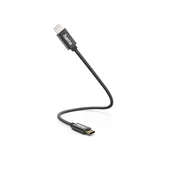 HAMA Polnilni kabel, USB-C - Lightning, 0,2 m, najlon, črn