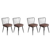 Hanah Home Set 4 trpezarijske stolice Yildiz Svetlobraon-Crni