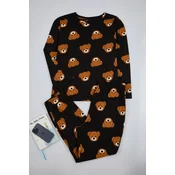 Trendyol Curve Black Teddy Bear Patterned T-shirt-Jogger Knitted Pajama Set