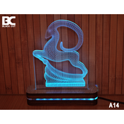 Black Cut 3D Lampa Ovan, Svetloplava