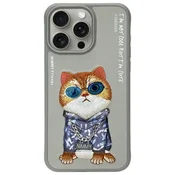 shumee Ovitek za iPhone 15 Pro Max Nimmy Glasses Cool Cat Gray