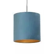 Visilna svetilka s senčilom iz modrega žameta z zlatom 40 cm - Combi