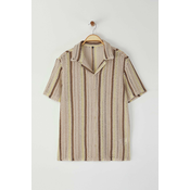 Trendyol Mink Regular Fit Short Sleeve Open Collar Knitwear Textured Shirt
