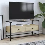 TV ormaric sa staklenom površinom boja hrasta 98x35x51 cm drvo