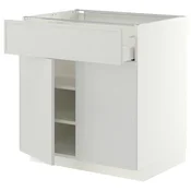 METOD / MAXIMERA Podni element s fiokom/2 vrata, bela/Aspudden svetlosiva, 80x60 cm