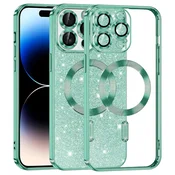TPU gel ovitek Techsuit Luxury Glitter MagSafe za iPhone 14 Pro - light green