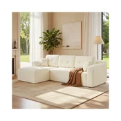 Songmics Kotna sedežna garnitura Modularna sedežna garnitura 150x244x73 cm Bela