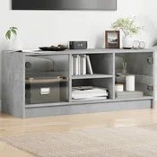 TV ormaric sa staklenim vratima boja betona 102x37x42 cm