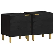 Vidaxl Nočne omarice 2 kosa črna 40x33x46 cm trden mangov les