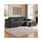 Songmics Kotna zofa postelja 150x244x73 cm siva