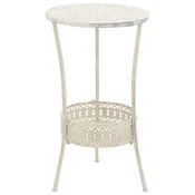 Vidaxl Bistro miza starinskega stila polokrogla kovinska 40x70 cm bela