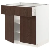 METOD / MAXIMERA Podni element s fiokom/2 vrata, bela/Sinarp smeda, 80x60 cm