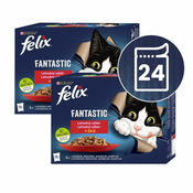 Vrečke FELIX Fantastic okusen izbor hran s piščancem, govedino, zajcem in jagnjetino 24x85 g