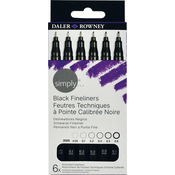Daler Rowney Simply Synthetic Fine Tip Cardboard Box Kartuša za nalivno pero Black 6 kos.