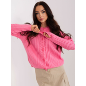 Pink knitted sweater with buttons