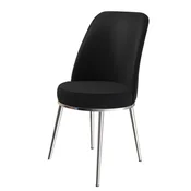 Hanah Home set trpezarijskih stolica Dexa 8 kom, crna tkanina Babyface, hromirane metalne noge