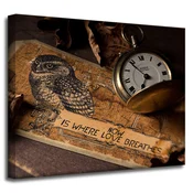 shumee Platno s tiskom Vintage Retro Clock 50x40 cm