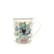 LONČEK IZ PORCELANA S CEDILOM IN POKROVOM, MUC IN MONSTERA
