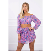 Set with purple flowers