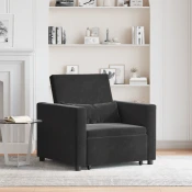 Sofa na razvlacenje Singl s kotacima Crna Baršun