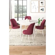 Hanah Home Set Trpezarijski sto i 4 stolice, Bordo-beli