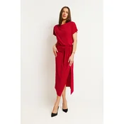 Made Of Emotion Womans Elegant midi dress with a slit - red