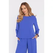 Elegantna ženska bluza z ohlapnimi rokavi - modra