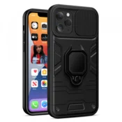 Silikonski ovitek Armor Ring z zaščito kamere za Samsung Galaxy S23 5G - črn