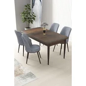 Hanah Home Set Trpezarijski sto i 4 stolice Nil, Sivo-braon