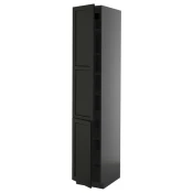 METOD Visoki element s policama/2 vrata, Crnosiva/Lerhyttan crno bajcovano, 40x60x220 cm