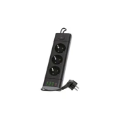 Produžni razvodnik sa prekidacem LINEA PRO 3x230V + 3xUSB-A + 1xUSB-C SCHUKO 3 m crni