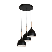 Luster na sajli NOAK WOOD 3xE27/15W/230V crna/buk