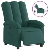 MAISON CHIC Električni naslanjač - Relax naslanjač temno zeleno blago, (22061700)