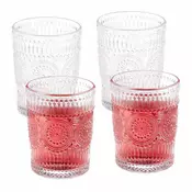 Northix Vintage kozarci za vodo 300 ml set 4 s cvetličnim vzorcem