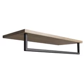 SKA towel shelf with towel rail 600x250mm, oak/black matt - Črna; rjava - 600x110x250 mm - Sapho - SKA accessories - 24 - MDF/laminat;Jeklo - 600 - Držalo za brisače: s polico - Kvadratni - 600 - 110 - 250 - 14