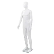 Vidaxl Celotna moška izložbena lutka s stekleno osnovo bela 185 cm