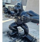 Casa Padrino luxury decorative sculpture gorilla monkey matt black 214 x 100 x H. 185 cm - Huge XXL decorative sculpture - XXL decorative figure - Luxury XXL animal figure