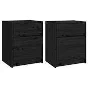 vidaXL vidaXL Nočna omarica 2 kosa črna 40x31x50 cm trdna borovina, (20733879)