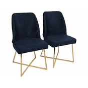 Hanah Home Set od 2 trpezarijske stolice zlatno-plave boje