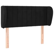 Vidaxl Vzglavje z ušesi črno 103x23x78/88 cm žamet