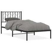 Vidaxl Kovinski posteljni okvir z vzglavjem črn 90x200 cm