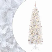 Vidaxl Umetno ozko božično drevesce z božično kroglico 180 cm 300 LED